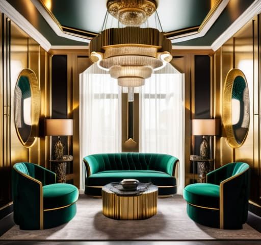 Elegant art deco interior design elements.