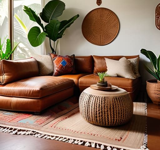 Bohemian interior design elements in a room.