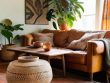 Cozy bohemian interior style living space.