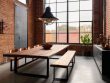 Modern interior with industrial loft aesthetics.
