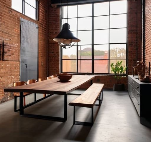 Modern interior with industrial loft aesthetics.
