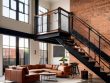 Elements of industrial loft style decor.