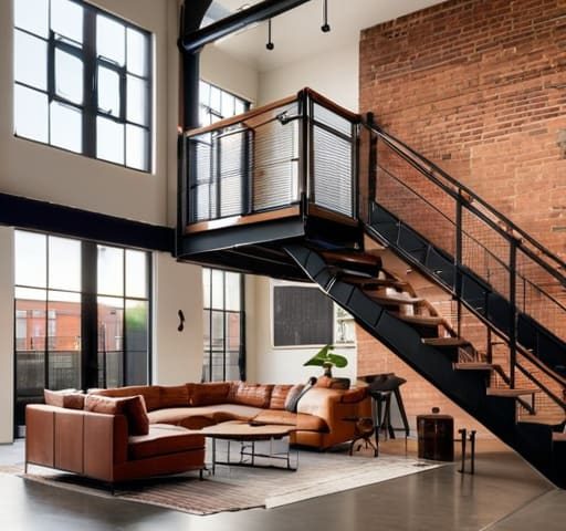 Elements of industrial loft style decor.