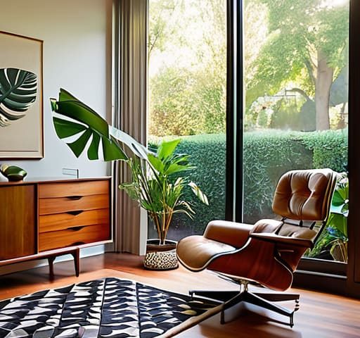 Mid century modern style design characteristics.