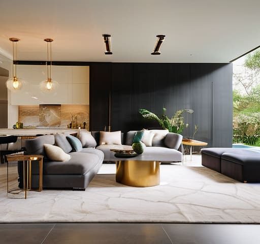 Modern open concept living area design.