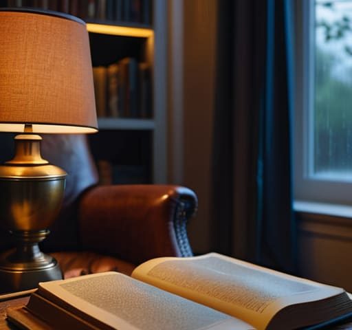 Warm reading room lighting for comfort.