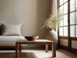 Minimalist wabi sabi interior design elements.