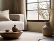 Minimalist wabi sabi interior design elements.