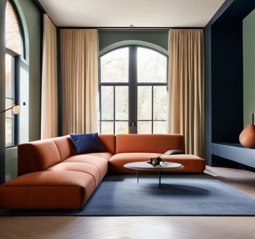 Modern color blocking in interiors design.