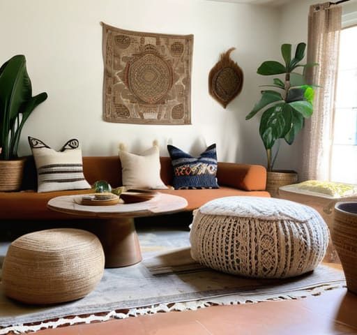 Cozy and stylish bohemian living space.