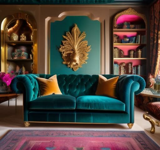Examples of maximalist design aesthetics.