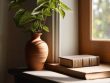 Styling bookshelves and mantels with decorative objects.