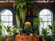 Lush urban jungle decor in a home.